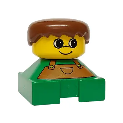  Duplo 2 x 2 x 2 Figure Brick, Green Base with Overalls, Brown Hair, Yellow Head (75418)