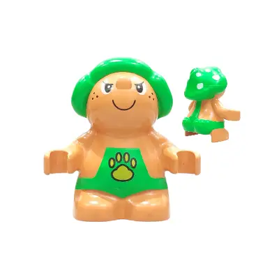  Duplo Figure Little Forest Friends, Male, Green Outfit with Yellow Paw Pattern (Trouble Toadstool)