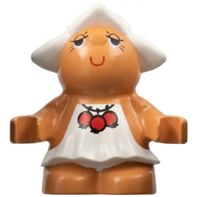  Duplo Figure Little Forest Friends, Female, White Dress with Red Berries Pattern (Dreamer Meadowsweet) (4142322)