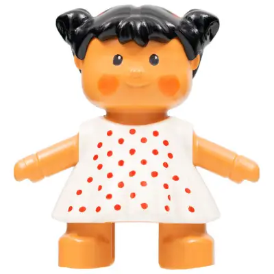  Duplo Figure Doll, Marie's Baby, White Dress with Red Dots