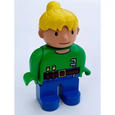  Duplo Figure, Female, Wendy in Worker Outfit, Bright Green Top