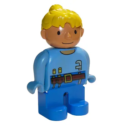  Duplo Figure, Female, Wendy in Worker Outfit, Medium Blue Top
