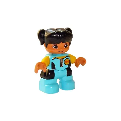  Duplo Figure Lego Ville, Child Girl, Medium Azure Diving Suit, Yellow Arms, Black Hair with Pigtails (6266937)