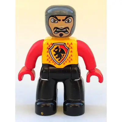  Duplo Figure Lego Ville, Male Castle, Black Legs, Bright Light Orange Chest, Red Arms, Red Hands