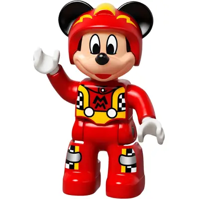  Duplo Figure Lego Ville, Mickey Mouse, Red Race Driver Jumpsuit, Helmet (6186851 / 6206125)