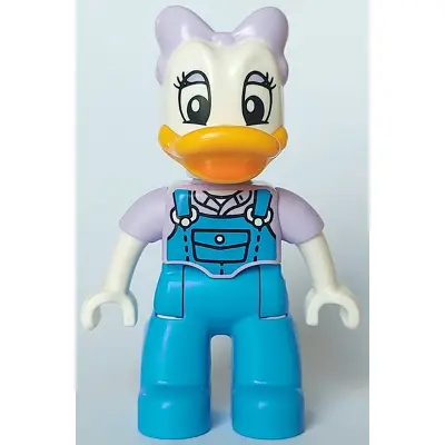  Duplo Figure Lego Ville, Daisy Duck, Lavender Bow and Shirt, Dark Azure Overalls and Legs (6438503)