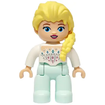  Duplo Figure Lego Ville, Disney Princess, Elsa, Light Aqua Legs, White Top (6482733)