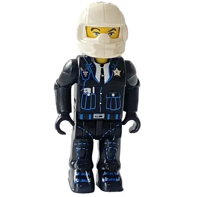  Police - Black Legs, Black Jacket, White Helmet, Yellow Head
