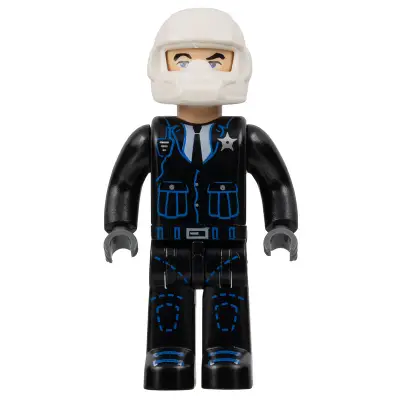  Police - Black Legs, Black Jacket, White Helmet, Light Nougat Head (4240886)