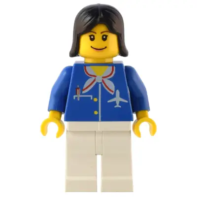  Airport - Blue with Scarf, Black Female Hair, Wide Smile and Eyebrows