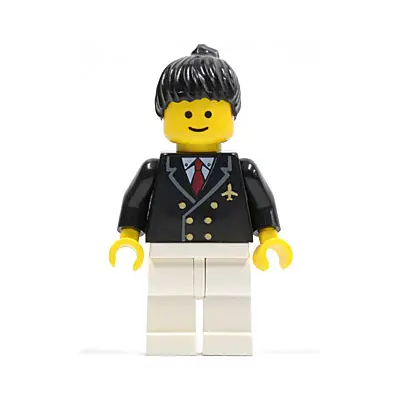  Airport - Pilot with Red Tie and 6 Buttons, White Legs, Black Ponytail Hair, Standard Grin