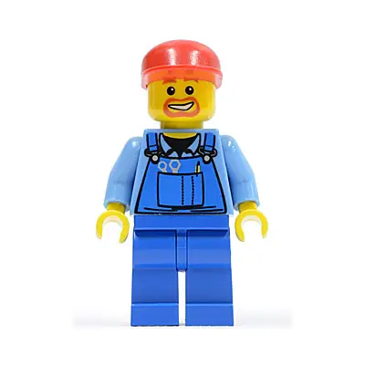  Overalls with Tools in Pocket Blue, Red Cap