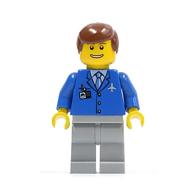  Airport - Blue 3 Button Jacket & Tie, Light Bluish Gray Legs, Reddish Brown Male Hair, Thin Grin with Teeth