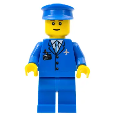  Airport - Blue 3 Button Jacket and Tie, Blue Hat, Blue Legs, Reddish Brown Eyebrows