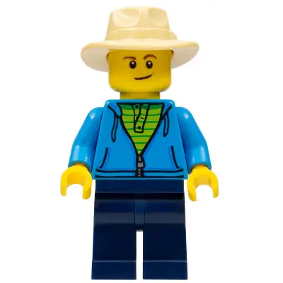  Fisherman, Dark Azure Jacket, Dark Blue Legs, Tan Fedora  Hat