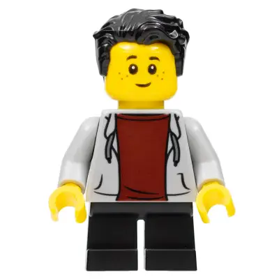  Boy, Light Bluish Gray Hoodie, Black Legs, Black Hair