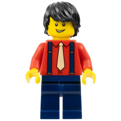  Pianist - Male, Red Shirt with Tan Tie, Dark Blue Legs, Black Hair
