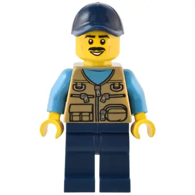  Male - Dark Tan Vest over Dark Azure Shirt, Dark Blue Legs, Dark Blue Cap