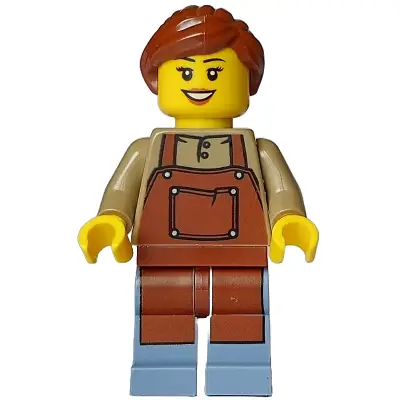  Florist - Female, Reddish Brown Apron, Sand Blue Legs, Reddish Brown Hair Ponytail (Fleuriste Laurette)