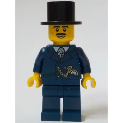  General Store Customer - Male, Dark Blue Suit, Black Top Hat, Black Moustache