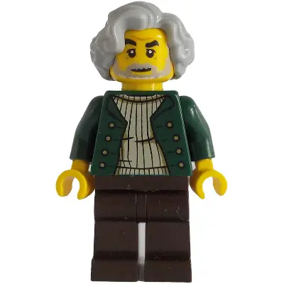  Pianist - Male, Dark Green Open Jacket, Dark Brown Legs, Light Bluish Gray Wavy Hair