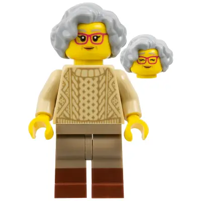  The Art of Chocolate Customer - Female, Tan Knit Cable Sweater, Dark Tan Legs, Reddish Brown Boots, Light Bluish Gray Short Wavy Hair