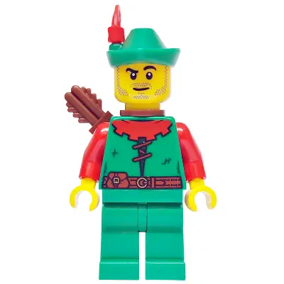  Forest Stronghold Forestman - Red, Green Hat, Red Feather, Quiver, Stubble