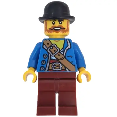  Wild West Train Bandit - Male, Blue Jacket, Dark Red Legs, Black Bowler Hat