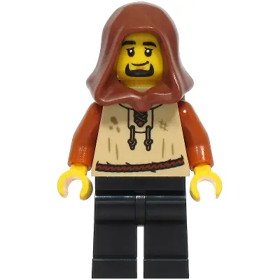  Peasant - Male, Tan Vest, Black Legs, Reddish Brown Hood, Dark Tan Backpack