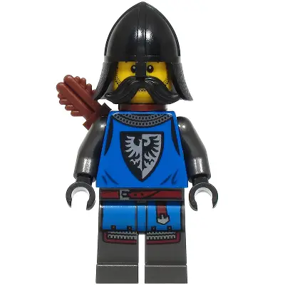  Black Falcon Archer - Male, Pearl Dark Gray Detailed Legs, Black Helmet with Neck Protector, Moustache, Quiver