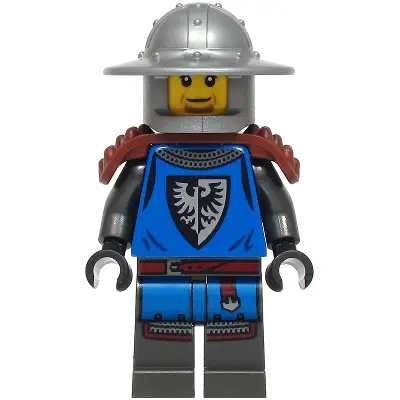  Black Falcon - Male, Pearl Dark Gray Detailed Legs, Flat Silver Helmet with Broad Brim, Reddish Brown Spiked Shoulder Pads