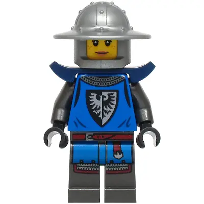  Black Falcon - Female, Pearl Dark Gray Detailed Legs, Flat Silver Helmet with Broad Brim, Dark Blue Shoulder Pads