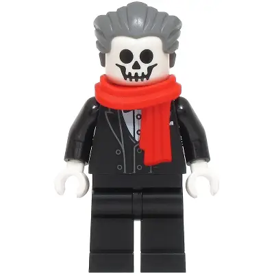  Vampire - Black Suit, Dark Bluish Gray Hair, Red Scarf
