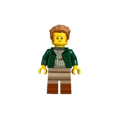  Vampire Castle Visitor - Male, Dark Green Open Jacket, Dark Tan Legs with Reddish Brown Boots, Medium Nougat Hair