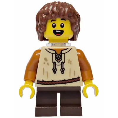  Mushroom Village - Male, Tan Vest, Dark Brown Short Legs, Neck Bracket, Reddish Brown Hair