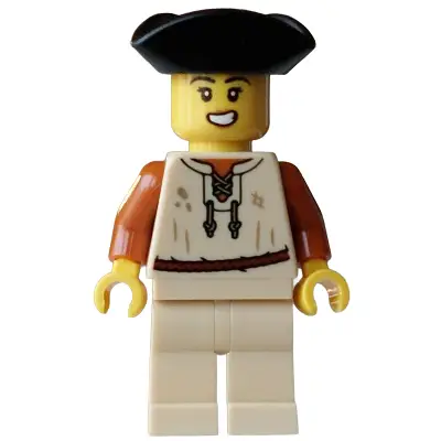  Pirate - Female, Tan Vest and Legs, Black Tricorne Hat