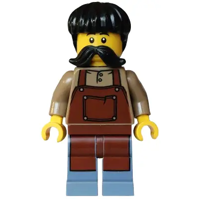  Pirate - Male, Reddish Brown Apron, Black Hair and Moustache