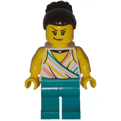  Art Factory Ballerina Teacher - Female, White Halter Top and Black Choker Necklace, Dark Turquoise Legs, Dark Brown Hair with Large High Bun