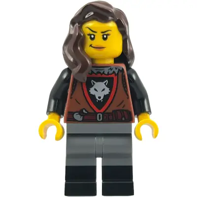  Wolfpack - Female, Dark Bluish Gray Legs with Black Boots, Dark Brown Hair