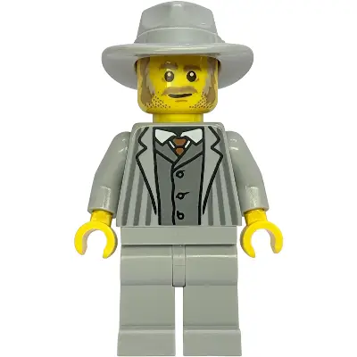  Gold Mine Gentleman - Light Bluish Gray Jacket with Pinstripes, Legs and Fedora