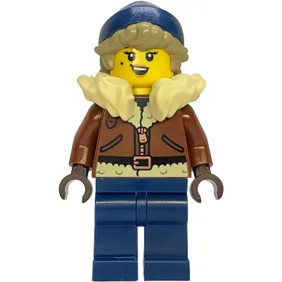  Gold Mine Explorer - Female, Reddish Brown Coat, Tan Fur Collar, Dark Blue Legs and Beanie