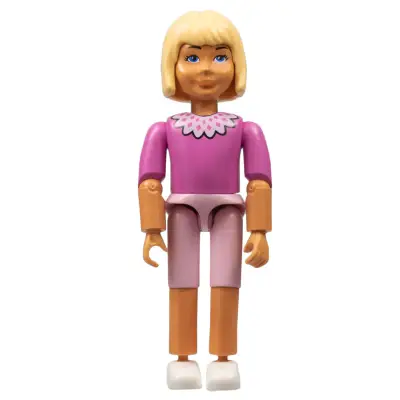  Belville Female, Child Girl  - Pink Shorts, Dark Pink Top with Lace Collar Pattern, Very Light Orange Hair, White Shoes (75755)