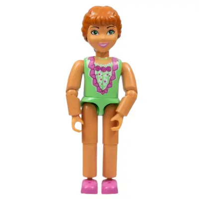  Belville Female, Child Girl (Princess Flora) - Medium Green Top with Flowers Pattern, Dark Orange Hair, Dark Pink Shoes (4183724)
