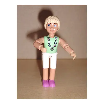  Belville Female - White Shorts, Light Green Shirt with Seashells Necklace, Long Light Yellow Braided Hair