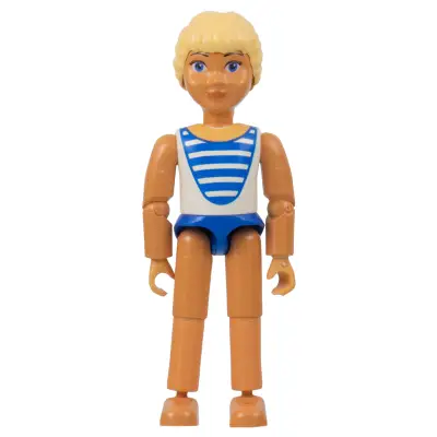  Belville Female - Laura - White/Blue Swimsuit with Blue Stripes, Long Light Yellow Hair