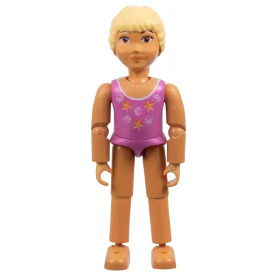  Belville Female, Child Girl  - Dark Pink Swimsuit with Starfish / Sea Stars and Seashells Pattern, Very Light Orange Hair (4111838)
