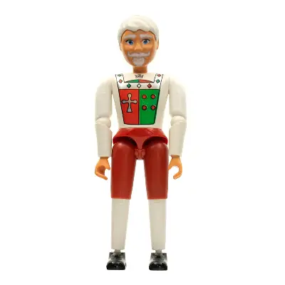  Belville Male, Adult Man (King) - Red Shorts, White Top with Royal Insignia Pattern, White Hair, Black Shoes (4140029)