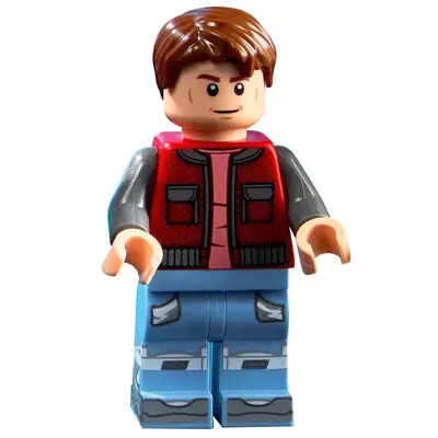  Marty McFly - Red Jacket with Pockets, Dark Bluish Gray Arms