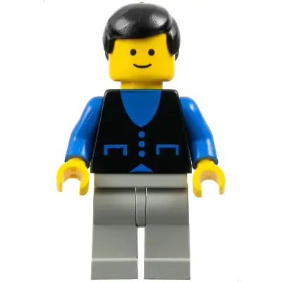  Shirt with 3 Buttons - Blue, Light Gray Legs, Black Male Hair