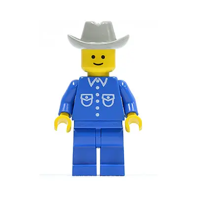  Shirt with 6 Buttons - Blue, Blue Legs, Light Gray Cowboy Hat